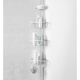 Style Selections Satin Nickel Steel 4-Shelf Tension Pole Freestanding Shower Caddy 10.5-in x 8.5-in x 66-in