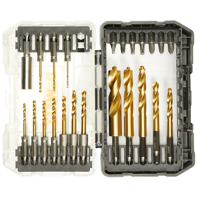 DEWALT 23-teiliges Sortiment x Titannitrid-beschichtetes HSS-Spiralbohrer-Set in Jobber-Länge