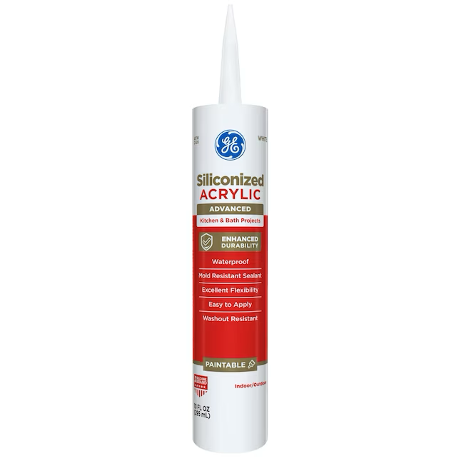 Calafateo de látex para pintar, color blanco, acrílico siliconado avanzado, para cocina y baño, GE, 10,1 oz