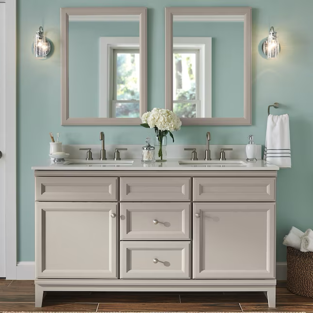 Diamond NOW Calhoun 60-in Cloud Gray Bathroom Vanity Base Cabinet without Top