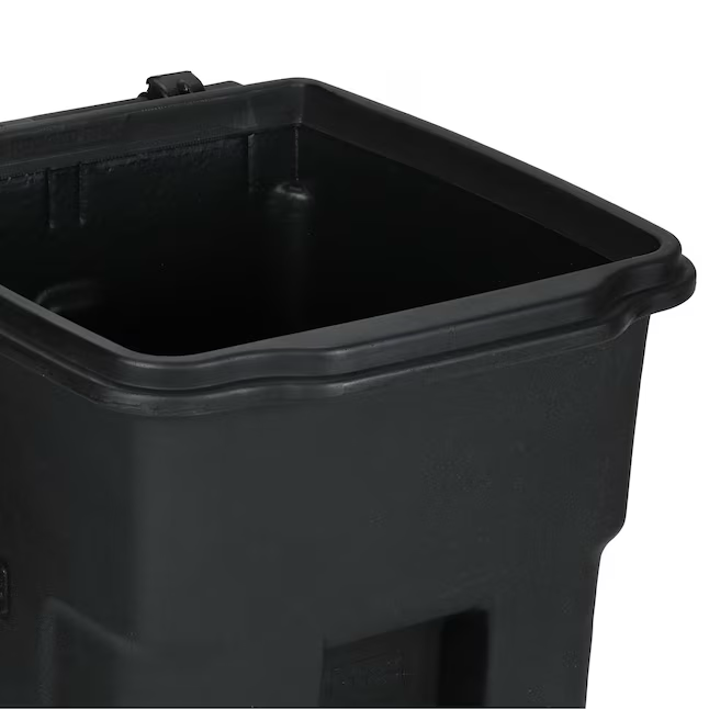 Toter 48-Gallons Black Plastic Wheeled Trash Can with Lid Outdoor