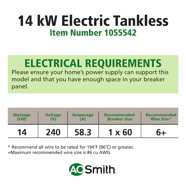 A.O. Smith Signature Series 240-Volt 14-KW 1.6-GPM Tankless Electric Water Heater