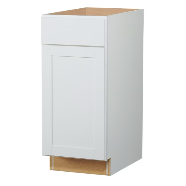 Diamond NOW Arcadia 15-in W x 35-in H x 23.75-in D White Door and Drawer Base Fully Assembled Cabinet (Recessed Panel Shaker Door Style)