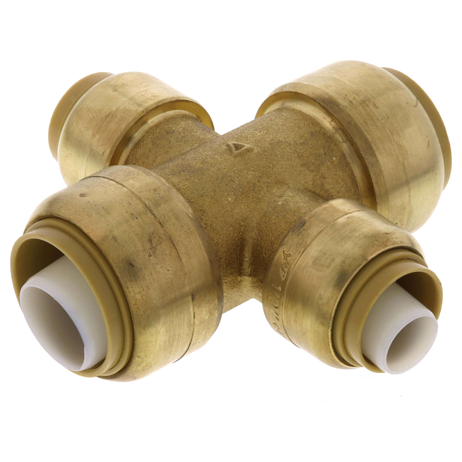 SharkBite 3/4 in. x 3/4 in. x 1/2 in. x 1/2 in. Brass Push Cross Tee