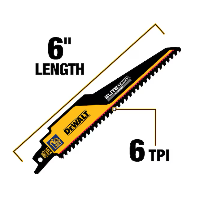 DEWALT Elite 6-Zoll-Säbelsägeblatt für Abbrucharbeiten mit 6 Zähnen pro Zoll