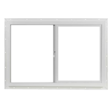 Project Source 10001 Series 35-1/2-in x 23-1/2-in x 3-in Jamb Left-operable Vinyl White Sliding Window Half Screen Included