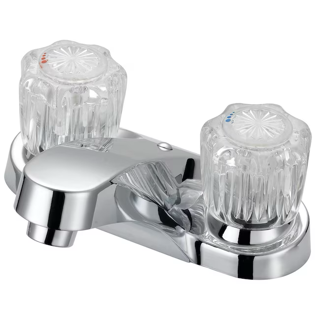 EZ-FLO Prestige - Grifo para lavabo de baño con juego central de 4 pulgadas, 2 manijas, cromado, con desagüe y placa para cubierta