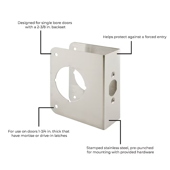 RELIABILT 3-7/8-in W x 4-1/2-in H Satin Door Reinforcer Reinforcing Mount