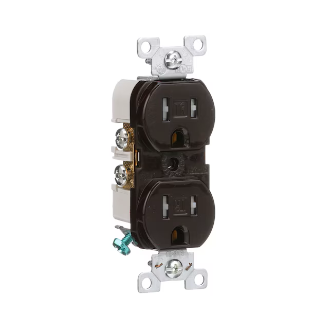 Eaton 15-Amp 125-volt Tamper Resistant Commercial Duplex Outlet, Brown