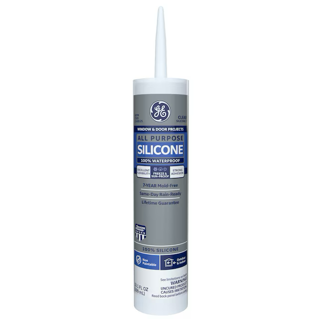 GE Silicone 1 All Purpose, Windows, Doors, Exteriors 10.1-oz Clear Silicone Caulk