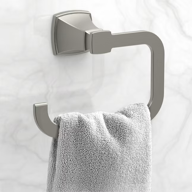 allen + roth 3-Piece Chesler Brushed Nickel Decorative Bathroom Hardware Set with Towel Bar,Toilet Paper Holder and Towel Ring