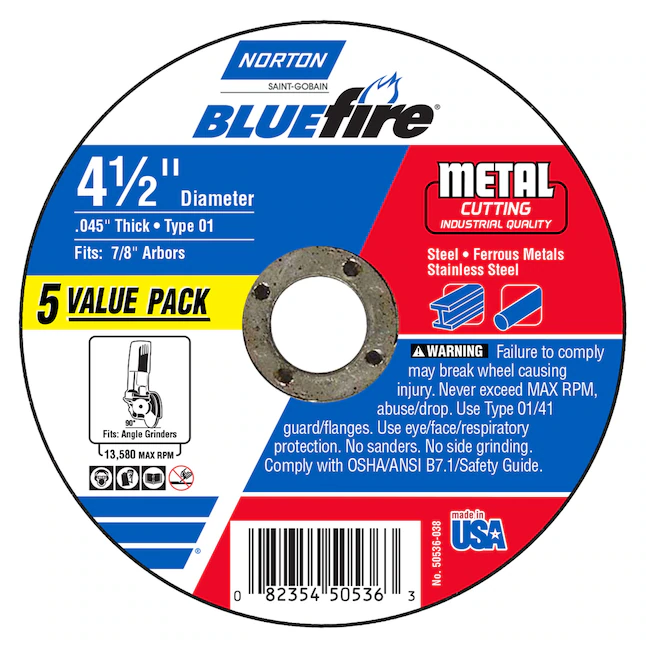 Norton Bluefire 5-Pack 4.5-in Bonded Abrasive Cut-off Wheel