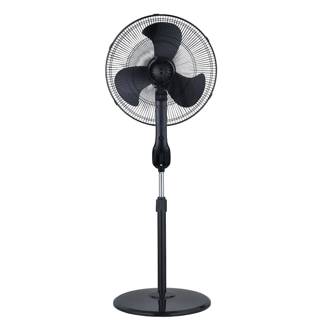 Utilitech Ventilador de pedestal oscilante negro para interiores de 18 pulgadas y 3 velocidades con control remoto