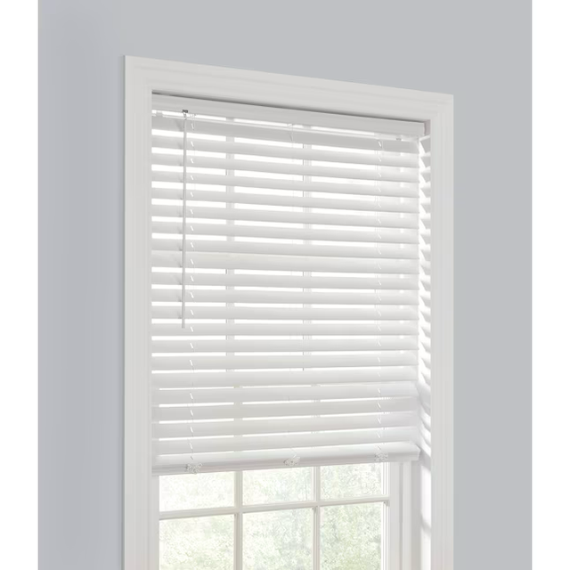 Project Source Premium 2-in Slat Width 34-in x 72-in Cordless White Vinyl Room Darkening Horizontal Blinds