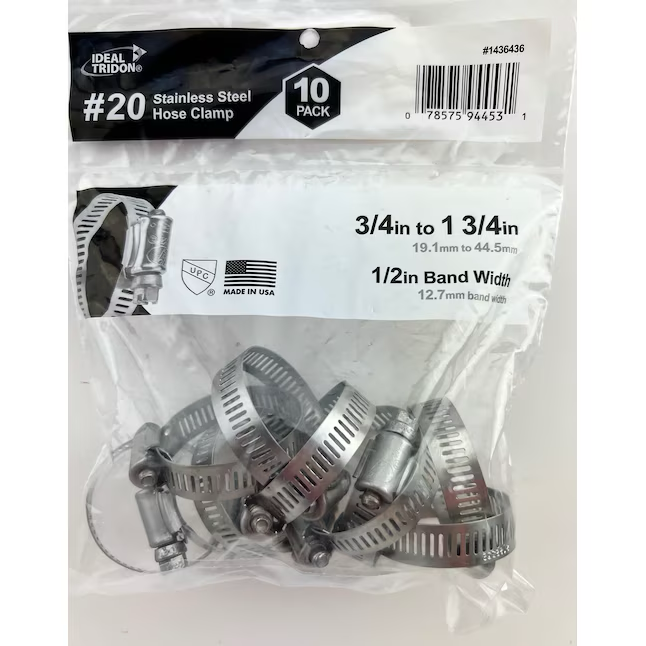 IDEAL-TRIDON 10er-Pack verstellbare Klemme aus Edelstahl mit 3/4 Zoll bis 1-3/4 Zoll Durchmesser