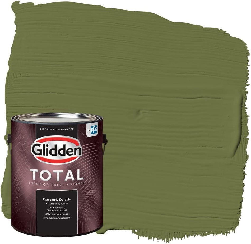 Glidden Total Exterior Paint & Primer Semi-Gloss, Oakmoss