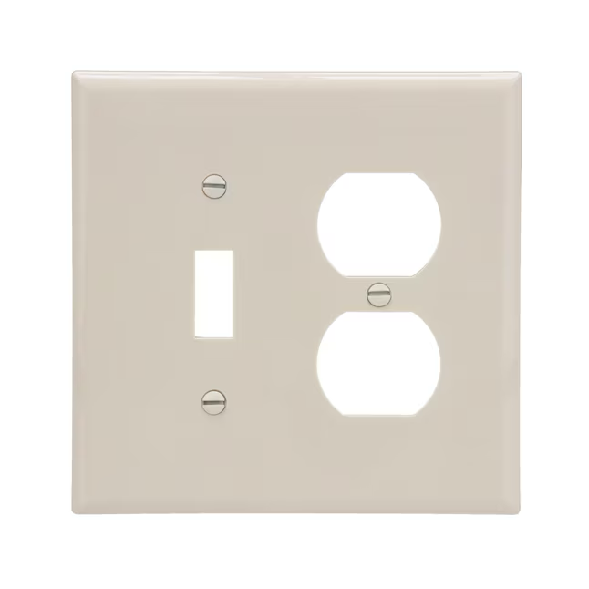 Eaton 2-Gang Midsize Light Almond Polycarbonate Indoor Toggle/Duplex Wall Plate