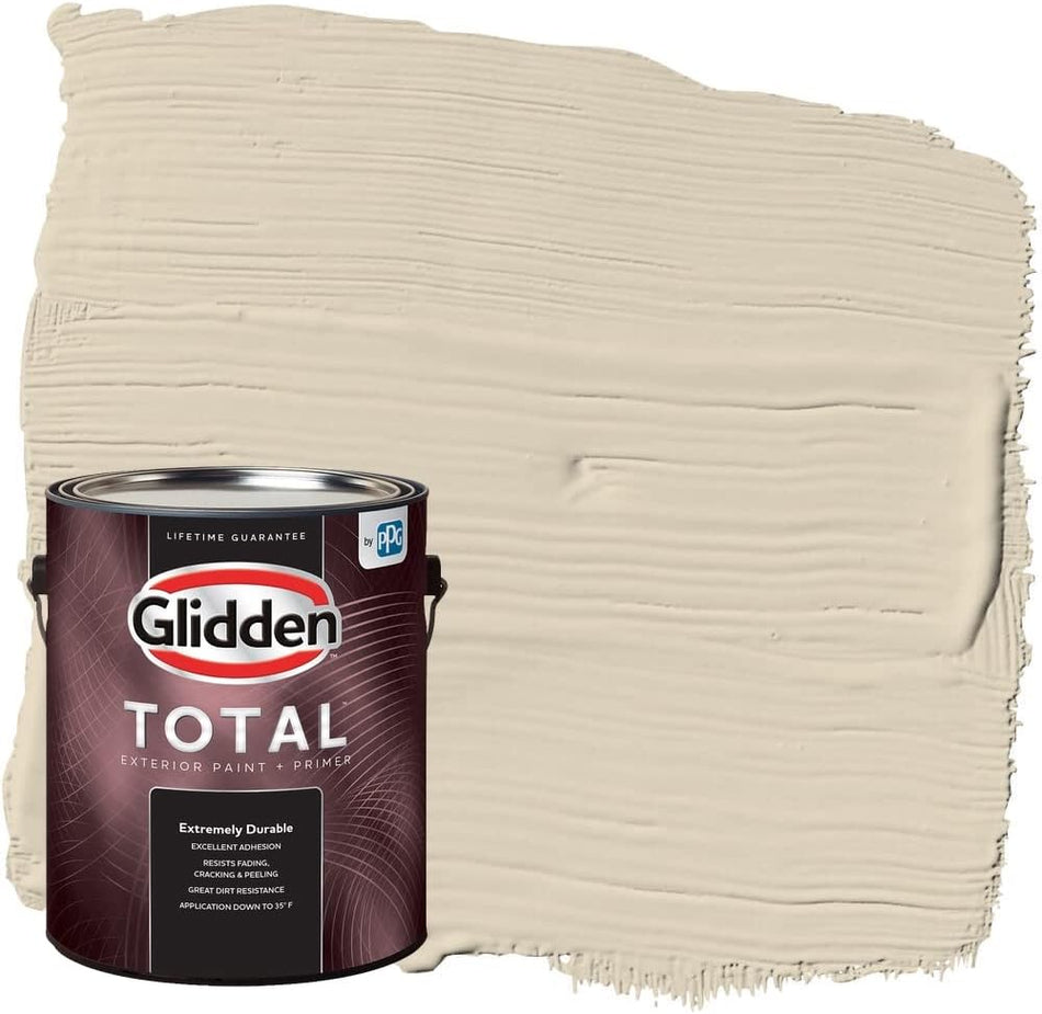 Glidden Total Exterior Paint & Primer Semi-Gloss, Toasted Almond