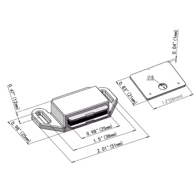 Pestillo magnético para gabinete RELIABILT de 51 mm en color blanco roto