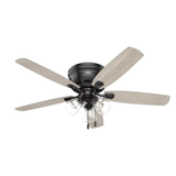 Hunter Kennewick 52-in Matte Black Indoor Flush Mount Ceiling Fan with Light (5-Blade)