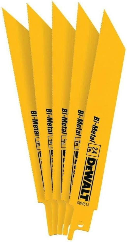 DeWalt Reciprocating Saw Blades, Straight Back, Bi-Metal, 6-Inch 24 TPI, 5-Pack