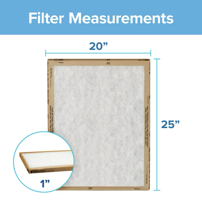 Filtrete 20-in W x 25-in L x 1-in MERV 1 Basic Flat Air Filter (2-Pack)