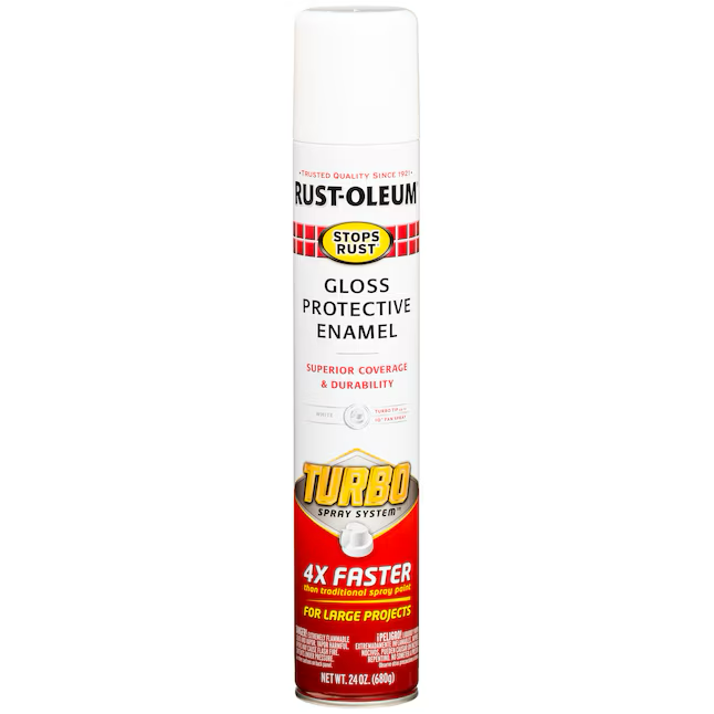 Pintura en aerosol blanca brillante Turbo Stops Rust de Rust-Oleum (peso neto, 24 oz)