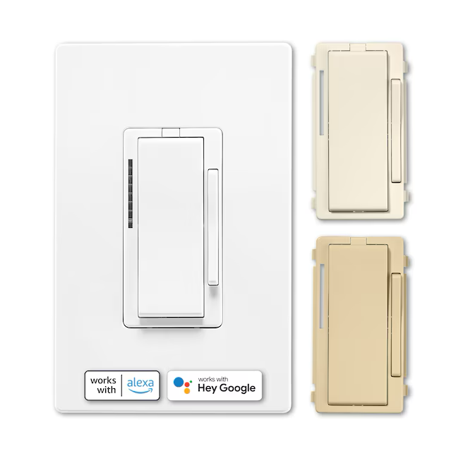 Eaton Wi-Fi Smart Einpoliger/3-Wege Smart mit LED Decorator Master Dimmer, Weiß/Helle Mandel/Elfenbein