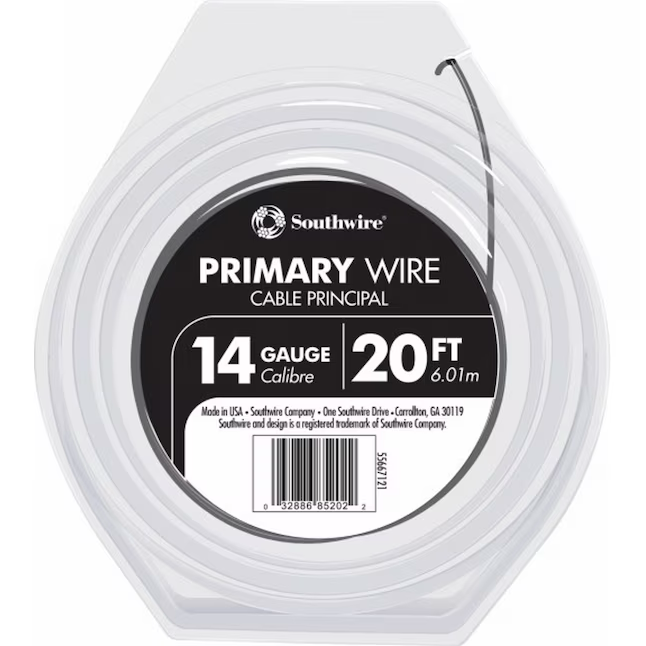 Cable primario Gpt negro trenzado 14 AWG de 20 pies Southwire