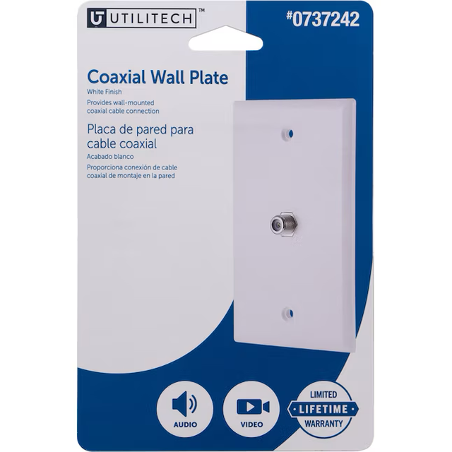 Placa de pared ciega de plástico blanco de tamaño especial para interiores de 1 unidad de Utilitech