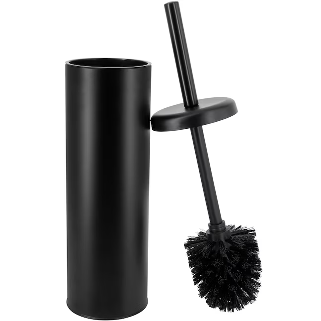 allen + roth Arden Matte Black Metal Toilet Brush Holder