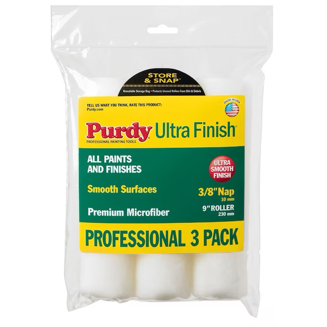 Purdy Ultra Finish 3-Pack 9-in x 3/8-in Nap Woven Microfiber Paint Roller Cover