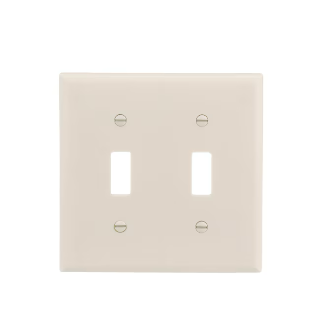 Eaton 2-Gang Standard Size Light Almond Plastic Indoor Toggle Wall Plate