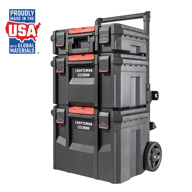 CRAFTSMAN TRADESTACK System 22-in Black Plastic Wheels Lockable Tool Box