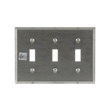 Eaton 3-Gang Standard Size Stainless Steel Stainless Steel Indoor Toggle Wall Plate