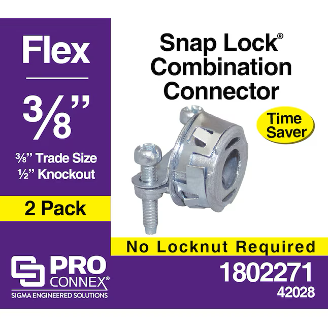 Sigma ProConnex 3/8-in Flexible Die Cast Zinc Combination Connector Conduit Fittings (2-Pack)