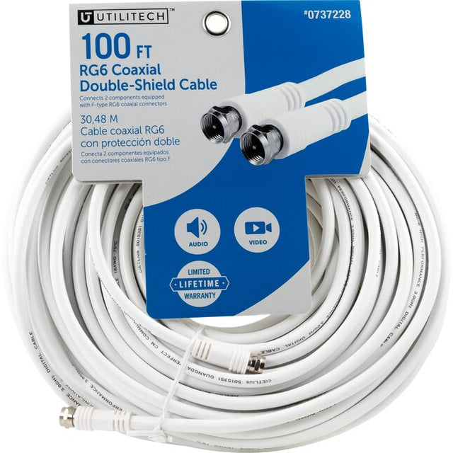 Utilitech 100-ft Rg6 White Coaxial Cable