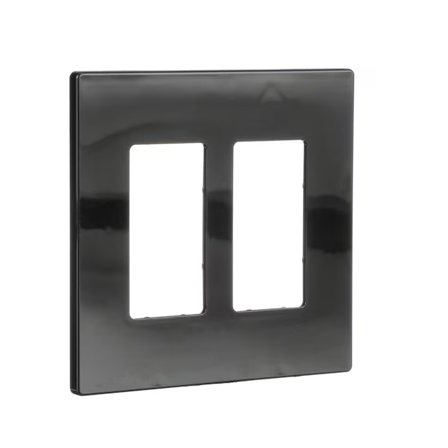 Eaton 2-Gang Midsize Black Polycarbonate Indoor Decorator Wall Plate