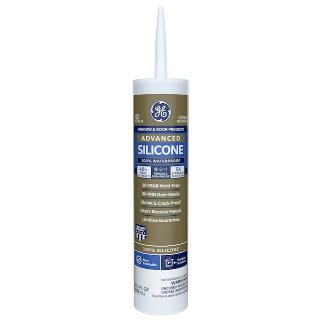 GE Advanced Silicone 2 Windows, Doors, Exteriors 10.1-oz Clear Silicone Caulk