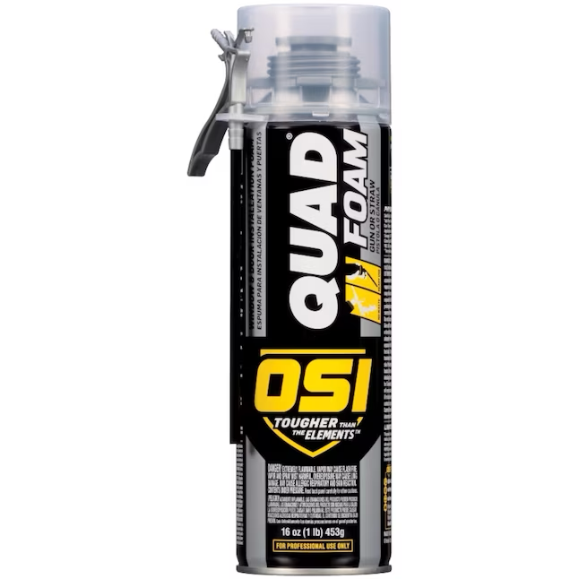 Aislamiento de espuma en aerosol para interiores y exteriores con paja OSI Quad de 16 oz