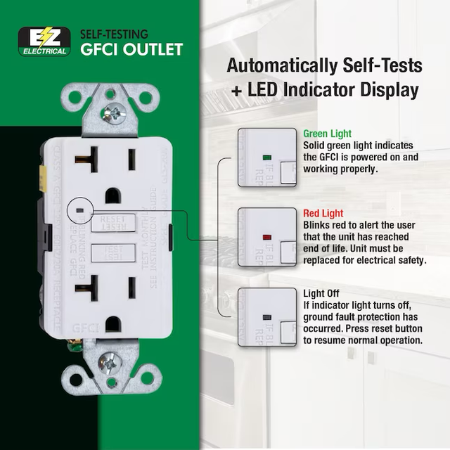 EZ-FLO 20-Amp 125-Volt Recessed GFCI Residential Duplex Outlet with Wall Plate, White