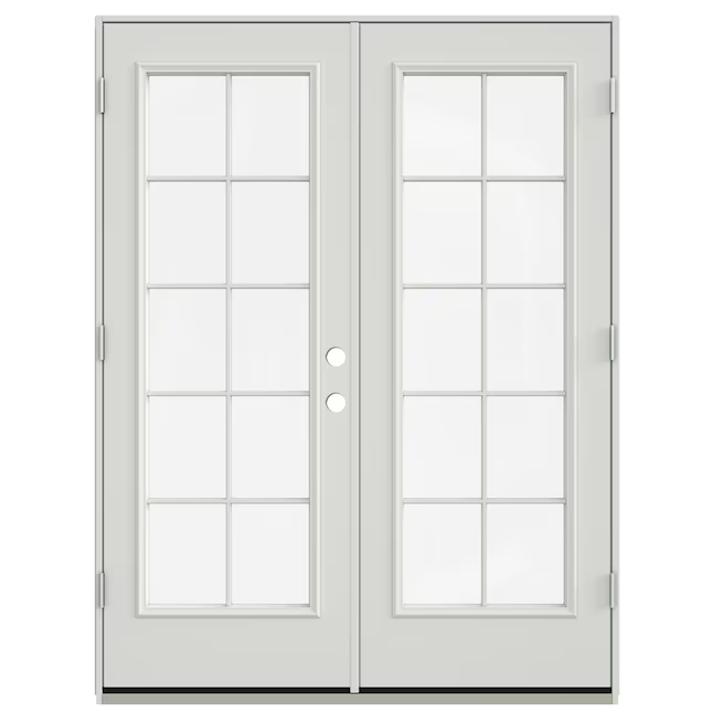 JELD-WEN 60-in x 80-in Low-e External Grilles Primed Steel French Right-Hand Inswing Double Patio Door