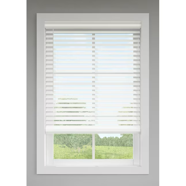 LEVOLOR Trim+Go 2.5-in Slat Width 39-in x 72-in Cordless White Faux Wood Room Darkening Horizontal Blinds