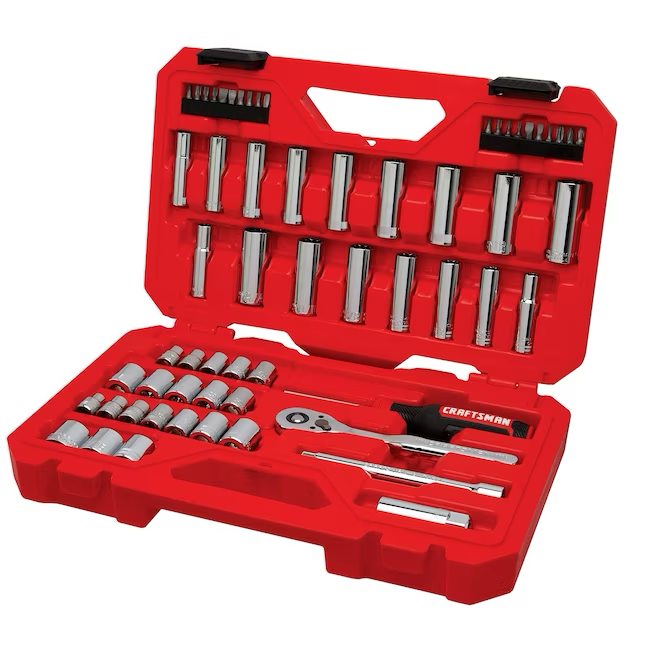 CRAFTSMAN 61-Piece Standard (SAE) and Metric Polished Chrome Mechanics Tool Set with Hard Case