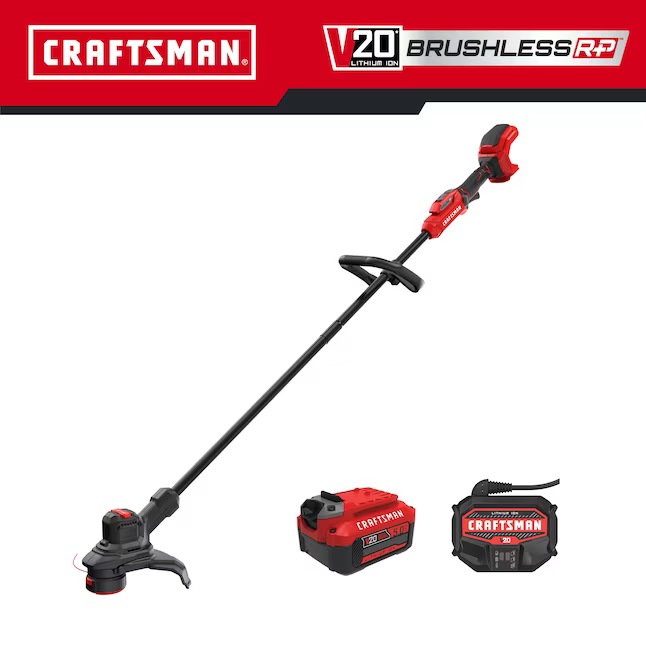 CRAFTSMAN Brushless RP 20 Volt Max 13 Zoll Akku-Fadentrimmer mit gerader Welle, 5 Ah (Akku und Ladegerät im Lieferumfang enthalten)