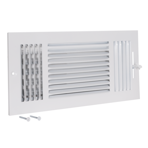 EZ-FLO Registro de pared/techo de acero de 3 vías, 14 pulgadas x 6 pulgadas (tamaño de conducto), blanco