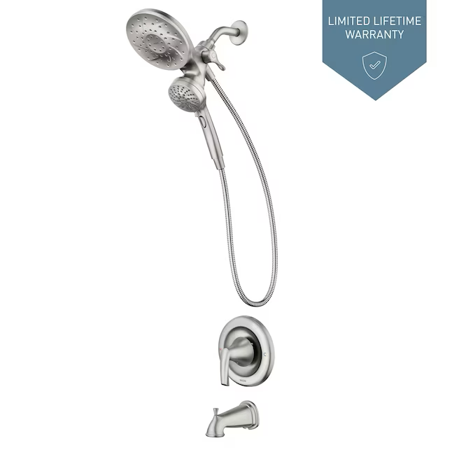 Moen Graeden Magnetix Spot Resist Brushed Nickel 1-handle Multi-head Round Bathtub and Shower Faucet Valve Included