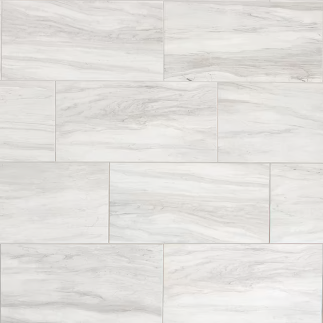 American Olean Newcastle Marble White - Azulejo para piso y pared con apariencia de mármol de porcelana esmaltada, 12 x 24 pulgadas (1,95 pies cuadrados/pieza)