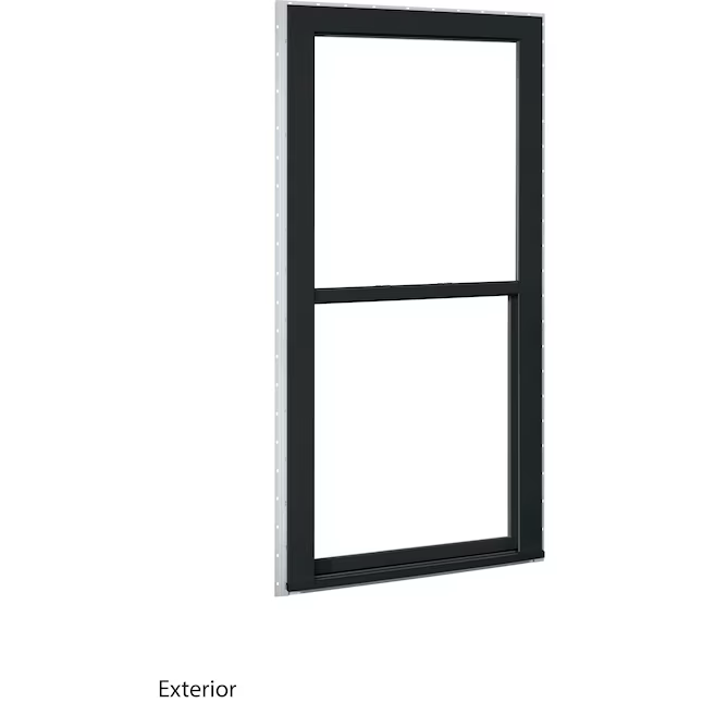 RELIABILT 150 Series New Construction 23-1/2-in x 35-1/2-in x 3-1/4-in Jamb Black Vinyl Low-e Single Hung Window Half Screen Included