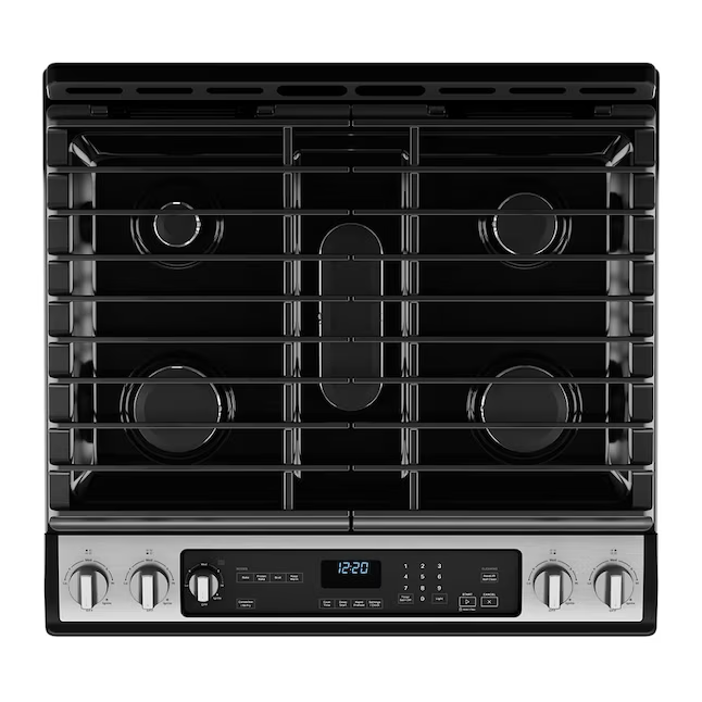 Whirlpool 30-in 5 Burners 5.8-cu ft Self-cleaning Air Fry Convection Oven Slide-in Natural Gas Range (Fingerprint Resistant Stainless Steel)